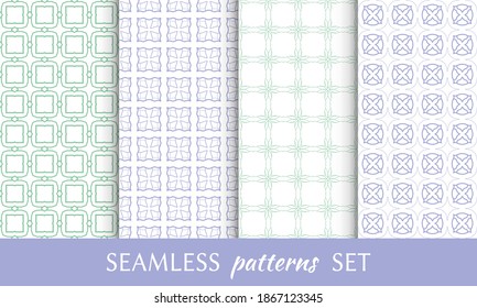Set of seamless line patterns. Colorful geometric backgrounds collection. Endless repeating linear texture for wallpaper, packaging, banners, invitations, business cards, fabric print