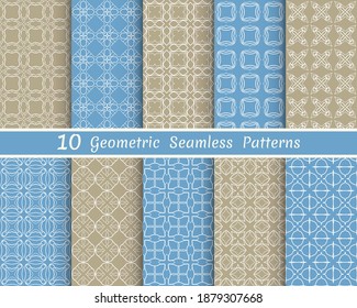 Conjunto de patrones de línea sin fisuras. Colorida colección de fondos geométricos. Textura lineal repetitiva sin fin para papel pintado, embalaje, banners, invitaciones, tarjetas de visita, impresión de tela