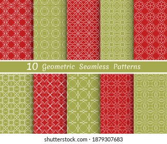 Conjunto de patrones de línea sin fisuras. Colorida colección de fondos geométricos. Textura lineal repetitiva sin fin para papel pintado, embalaje, banners, invitaciones, tarjetas de visita, impresión de tela