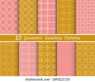 Set of seamless line patterns. Colorful geometric backgrounds collection. Endless repeating linear texture for wallpaper, packaging, banners, invitations, business cards, fabric print