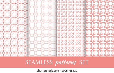 Set of seamless line patterns. Colorful geometric backgrounds collection. Endless repeating linear texture for wallpaper, packaging, banners, invitations, business cards, fabric print