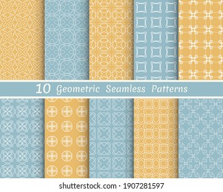 Set of seamless line patterns. Colorful geometric backgrounds collection. Endless repeating linear texture for wallpaper, packaging, banners, invitations, business cards, fabric print