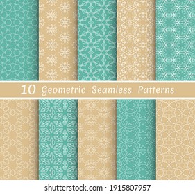 Set of seamless line patterns. Colorful geometric backgrounds collection. Endless repeating linear texture for wallpaper, packaging, banners, invitations, business cards, fabric print