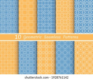 Set of seamless line patterns. Colorful geometric backgrounds collection. Endless repeating linear texture for wallpaper, packaging, banners, invitations, business cards, fabric print