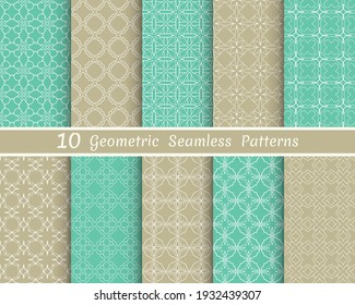 Set of seamless line patterns. Colorful geometric backgrounds collection. Endless repeating linear texture for wallpaper, packaging, banners, invitations, business cards, fabric print