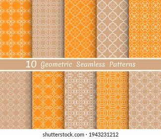 Conjunto de patrones de línea sin fisuras. Colorida colección de fondos geométricos. Textura lineal repetitiva sin fin para papel pintado, embalaje, banners, invitaciones, tarjetas de visita, impresión de tela
