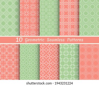 Set of seamless line patterns. Colorful geometric backgrounds collection. Endless repeating linear texture for wallpaper, packaging, banners, invitations, business cards, fabric print