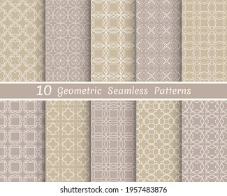 Set of seamless line patterns. Colorful geometric backgrounds collection. Endless repeating linear texture for wallpaper, packaging, banners, invitations, business cards, fabric print