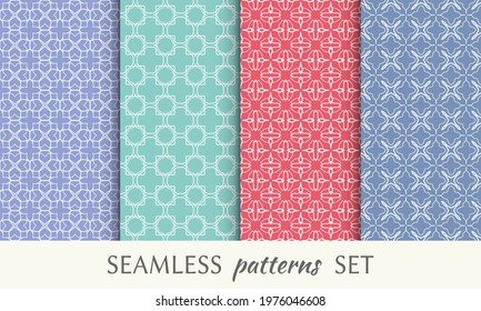 Set of seamless line patterns. Colorful geometric backgrounds collection. Endless repeating linear texture for wallpaper, packaging, banners, invitations, business cards, fabric print