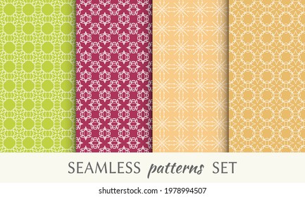 Set of seamless line patterns. Colorful geometric backgrounds collection. Endless repeating linear texture for wallpaper, packaging, banners, invitations, business cards, fabric print