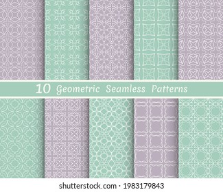 Conjunto de patrones de línea sin fisuras. Colorida colección de fondos geométricos. Textura lineal repetitiva sin fin para papel pintado, embalaje, banners, invitaciones, tarjetas de visita, impresión de tela