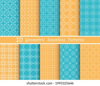 Set of seamless line patterns. Colorful geometric backgrounds collection. Endless repeating linear texture for wallpaper, packaging, banners, invitations, business cards, fabric print