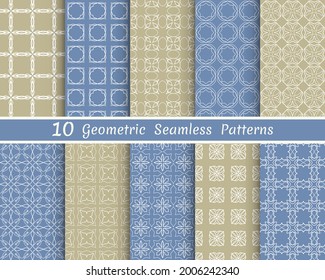 Set of seamless line patterns. Colorful geometric backgrounds collection. Endless repeating linear texture for wallpaper, packaging, banners, invitations, business cards, fabric print