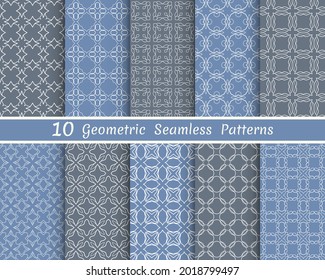 Set of seamless line patterns. Colorful geometric backgrounds collection. Endless repeating linear texture for wallpaper, packaging, banners, invitations, business cards, fabric print