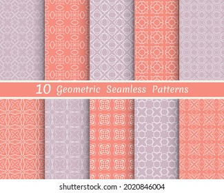 Set of seamless line patterns. Colorful geometric backgrounds collection. Endless repeating linear texture for wallpaper, packaging, banners, invitations, business cards, fabric print