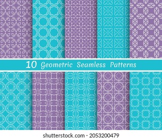 Set of seamless line patterns. Colorful geometric backgrounds collection. Endless repeating linear texture for wallpaper, packaging, banners, invitations, business cards, fabric print