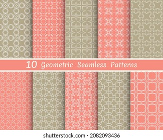 Set of seamless line patterns. Colorful geometric backgrounds collection. Endless repeating linear texture for wallpaper, packaging, banners, invitations, business cards, fabric print