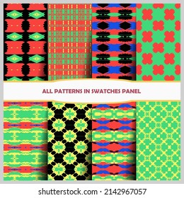 Set of seamless line patterns. Colorful geometric backgrounds collection. Endless repeating linear texture for wallpaper, packaging, banners, invitations, business cards, fabric print