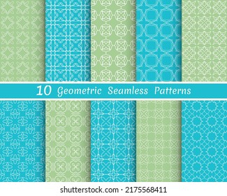 Satz nahtloser Zeilenmuster. Farbige Kollektion geometrischer Hintergründe. Endlos wiederholte lineare Struktur für Bildschirmhintergründe, Verpackungen, Banner, Einladungen, Visitenkarten, Stoffdruck