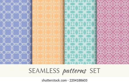 Set of seamless line patterns. Colorful geometric backgrounds collection. Endless repeating linear texture for wallpaper, packaging, banners, invitations, business cards, fabric print