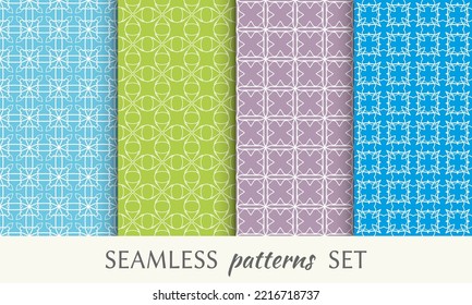 Set of seamless line patterns. Colorful geometric backgrounds collection. Endless repeating linear texture for wallpaper, packaging, banners, invitations, business cards, fabric print