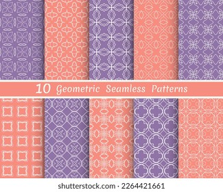 Conjunto de patrones de línea sin fisuras. Colorida colección de fondos geométricos. Textura lineal repetitiva sin fin para papel pintado, embalaje, banners, invitaciones, tarjetas de visita, impresión de tela