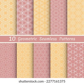 Set of seamless line patterns. Colorful geometric backgrounds collection. Endless repeating linear texture for wallpaper, packaging, banners, invitations, business cards, fabric print