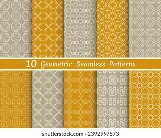Set of seamless line patterns. Colorful geometric backgrounds collection. Endless repeating linear texture for wallpaper, packaging, banners, invitations, business cards, fabric print