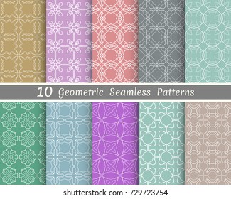 Set of seamless line patterns. Colorful geometric backgrounds collection. Endless repeating linear texture for wallpaper, packaging, banners, invitations, business cards, fabric print
