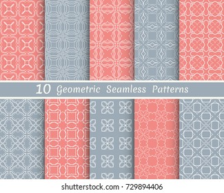 Set of seamless line patterns. Colorful geometric backgrounds collection. Endless repeating linear texture for wallpaper, packaging, banners, invitations, business cards, fabric print