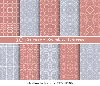 Set of seamless line patterns. Colorful geometric backgrounds collection. Endless repeating linear texture for wallpaper, packaging, banners, invitations, business cards, fabric print