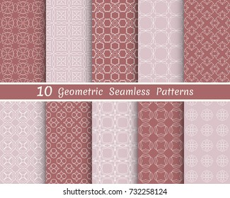 Set of seamless line patterns. Colorful geometric backgrounds collection. Endless repeating linear texture for wallpaper, packaging, banners, invitations, business cards, fabric print