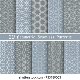 Set of seamless line patterns. Colorful geometric backgrounds collection. Endless repeating linear texture for wallpaper, packaging, banners, invitations, business cards, fabric print