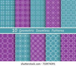 Set of seamless line patterns. Colorful geometric backgrounds collection. Endless repeating linear texture for wallpaper, packaging, banners, invitations, business cards, fabric print