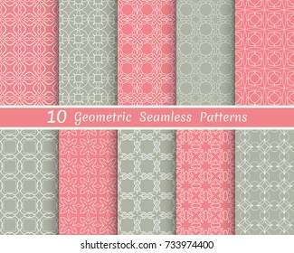 Set of seamless line patterns. Colorful geometric backgrounds collection. Endless repeating linear texture for wallpaper, packaging, banners, invitations, business cards, fabric print