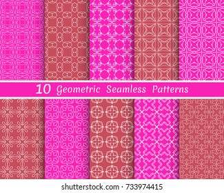 Set of seamless line patterns. Colorful geometric backgrounds collection. Endless repeating linear texture for wallpaper, packaging, banners, invitations, business cards, fabric print