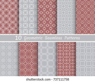Set of seamless line patterns. Colorful geometric backgrounds collection. Endless repeating linear texture for wallpaper, packaging, banners, invitations, business cards, fabric print