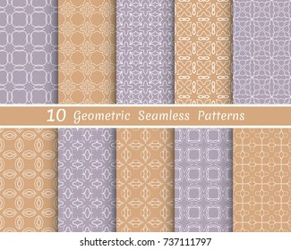 Set of seamless line patterns. Colorful geometric backgrounds collection. Endless repeating linear texture for wallpaper, packaging, banners, invitations, business cards, fabric print