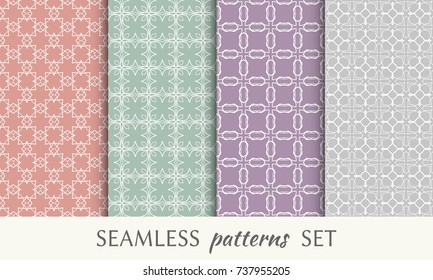 Set of seamless line patterns. Colorful geometric backgrounds collection. Endless repeating linear texture for wallpaper, packaging, banners, invitations, business cards, fabric print