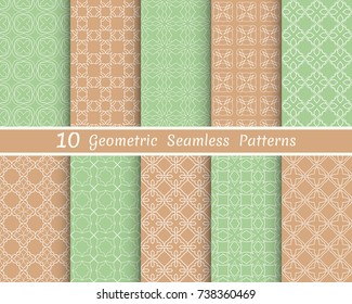 Set of seamless line patterns. Colorful geometric backgrounds collection. Endless repeating linear texture for wallpaper, packaging, banners, invitations, business cards, fabric print