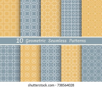 Set of seamless line patterns. Colorful geometric backgrounds collection. Endless repeating linear texture for wallpaper, packaging, banners, invitations, business cards, fabric print