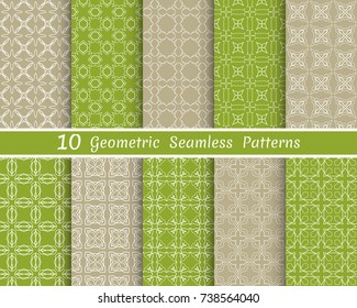 Set of seamless line patterns. Colorful geometric backgrounds collection. Endless repeating linear texture for wallpaper, packaging, banners, invitations, business cards, fabric print