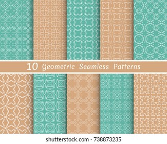 Set of seamless line patterns. Colorful geometric backgrounds collection. Endless repeating linear texture for wallpaper, packaging, banners, invitations, business cards, fabric print