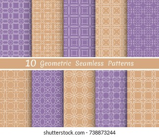 Set of seamless line patterns. Colorful geometric backgrounds collection. Endless repeating linear texture for wallpaper, packaging, banners, invitations, business cards, fabric print