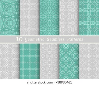 Set of seamless line patterns. Colorful geometric backgrounds collection. Endless repeating linear texture for wallpaper, packaging, banners, invitations, business cards, fabric print
