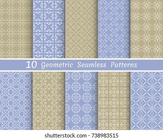 Set of seamless line patterns. Colorful geometric backgrounds collection. Endless repeating linear texture for wallpaper, packaging, banners, invitations, business cards, fabric print