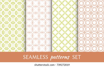 Set of seamless line patterns. Colorful geometric backgrounds collection. Endless repeating linear texture for wallpaper, packaging, banners, invitations, business cards, fabric print