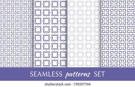 Set of seamless line patterns. Colorful geometric backgrounds collection. Endless repeating linear texture for wallpaper, packaging, banners, invitations, business cards, fabric print