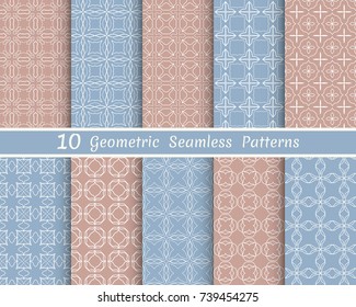 Set of seamless line patterns. Colorful geometric backgrounds collection. Endless repeating linear texture for wallpaper, packaging, banners, invitations, business cards, fabric print