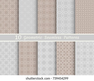 Set of seamless line patterns. Colorful geometric backgrounds collection. Endless repeating linear texture for wallpaper, packaging, banners, invitations, business cards, fabric print